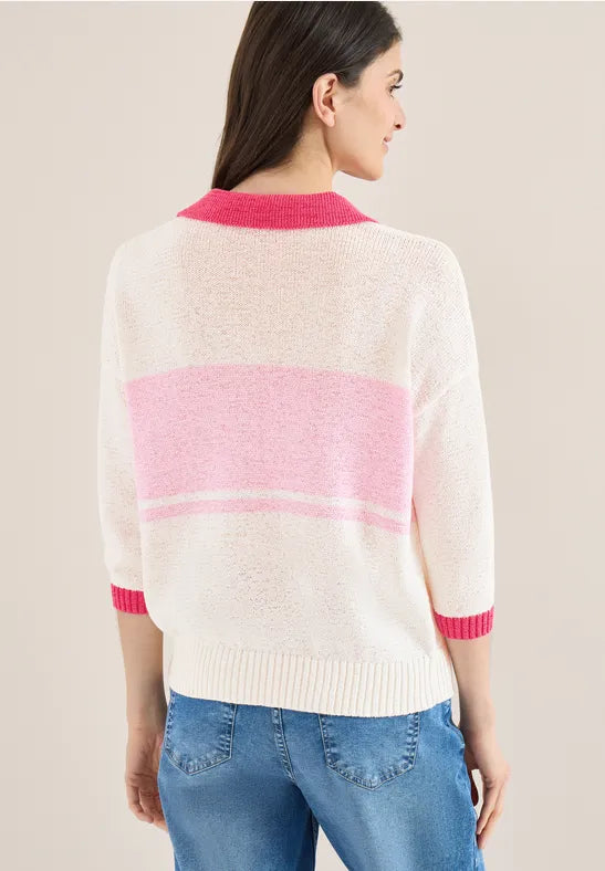 Cecil 3/4-sleeve pullover with polo collar303816