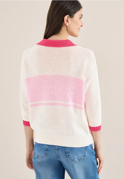 Cecil 3/4-sleeve pullover with polo collar303816
