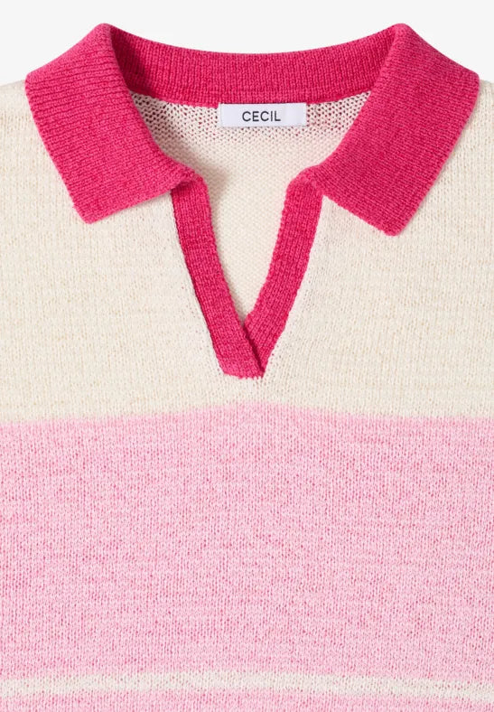 Cecil 3/4-sleeve pullover with polo collar303816