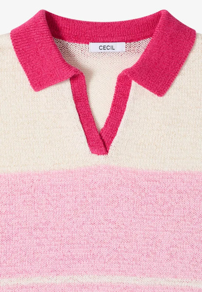 Cecil 3/4-sleeve pullover with polo collar303816