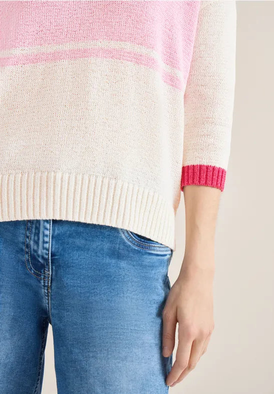 Cecil 3/4-sleeve pullover with polo collar303816