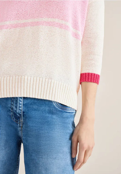 Cecil 3/4-sleeve pullover with polo collar303816
