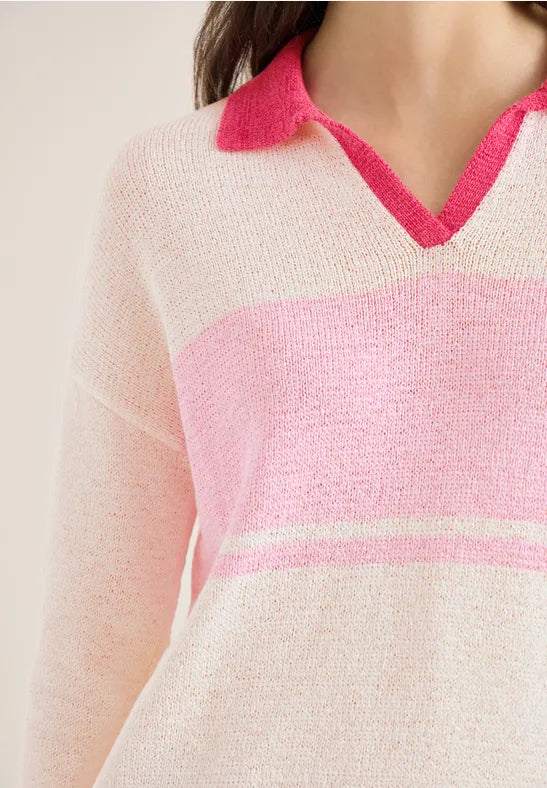 Cecil 3/4-sleeve pullover with polo collar303816