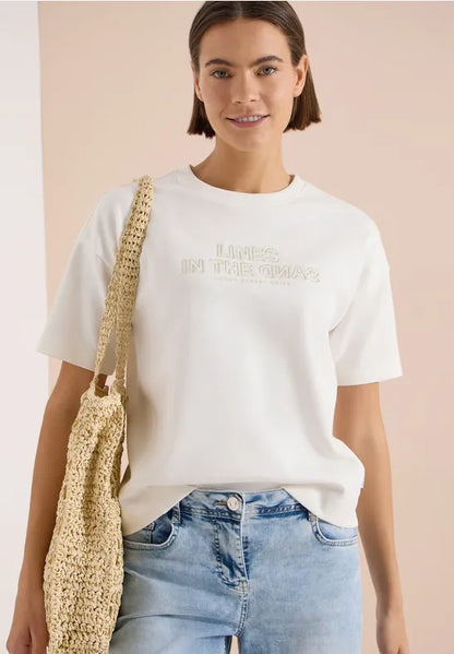 Cecil Cotton Short-sleeved sweatshirt with embroidery303955 White
