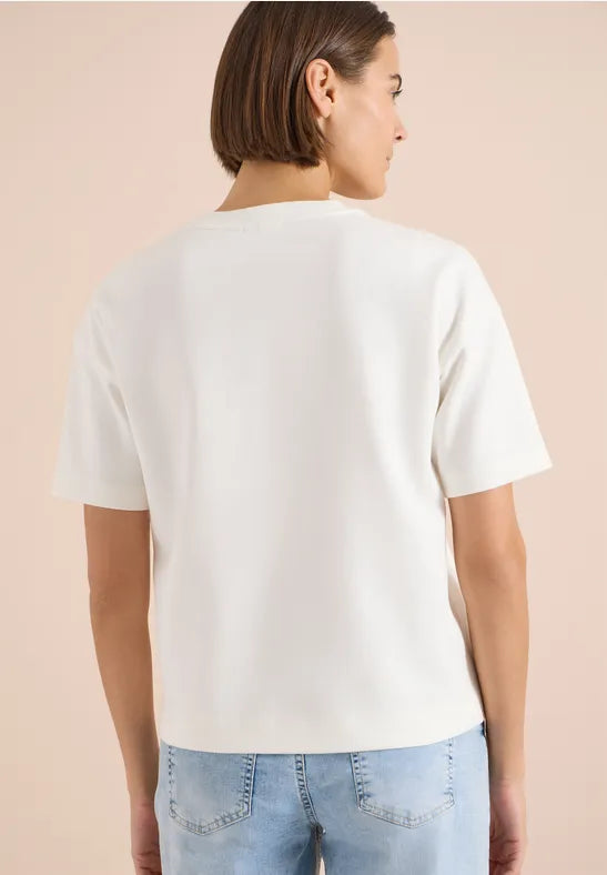 Cecil Cotton Short-sleeved sweatshirt with embroidery303955 White