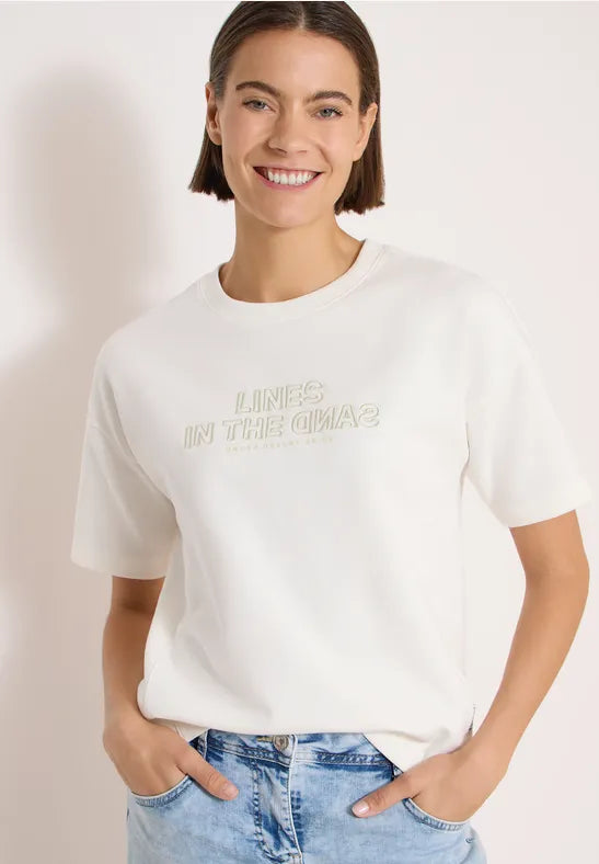 Cecil Cotton Short-sleeved sweatshirt with embroidery303955 White