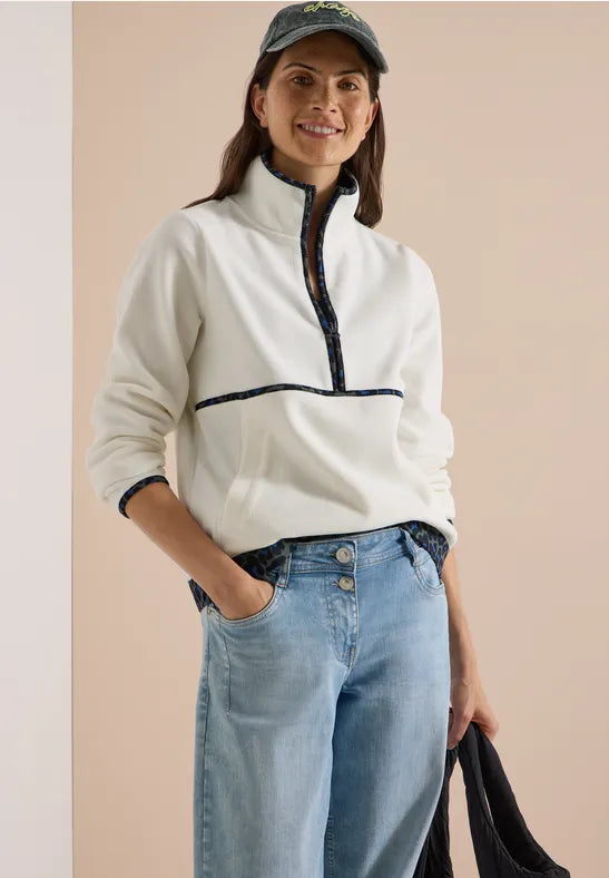 Cecil Fleece pullover with leopard print details 303985