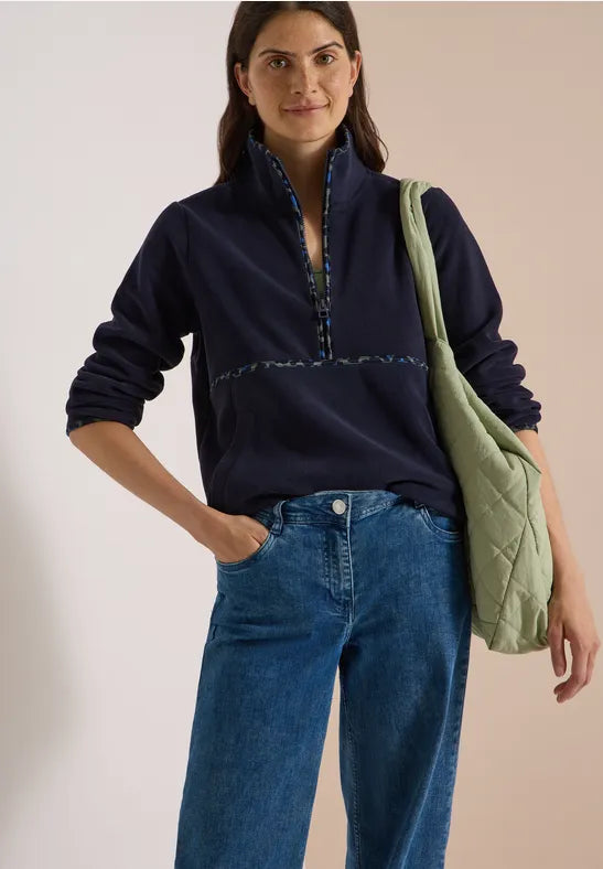Cecil Fleece pullover with leopard print details 303985