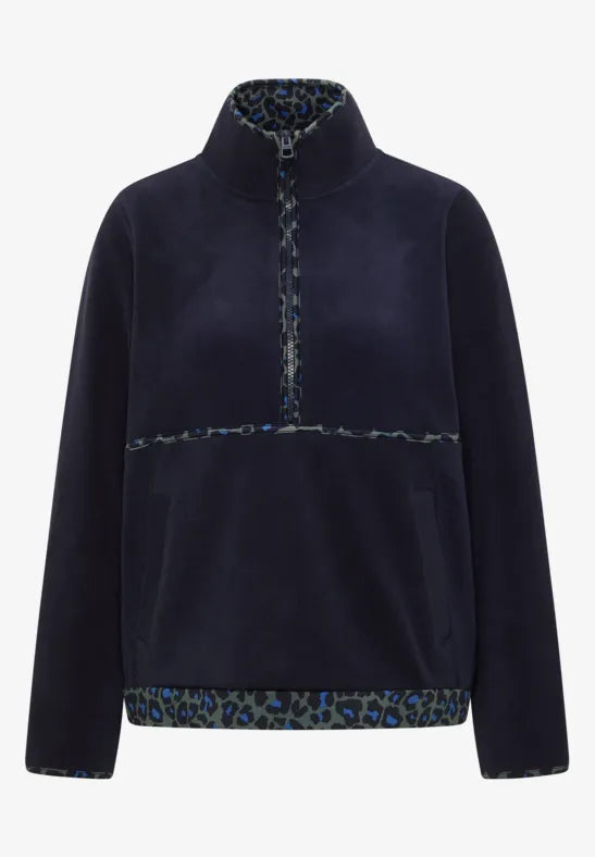 Cecil Fleece pullover with leopard print details 303985