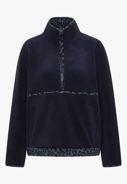 Cecil Fleece pullover with leopard print details 303985