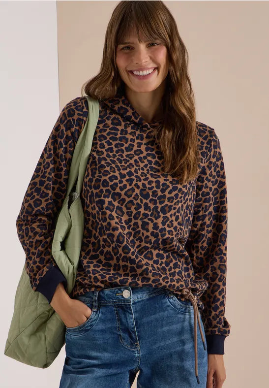 Cecil Leopard Print Sweatshirt with hood 303987
