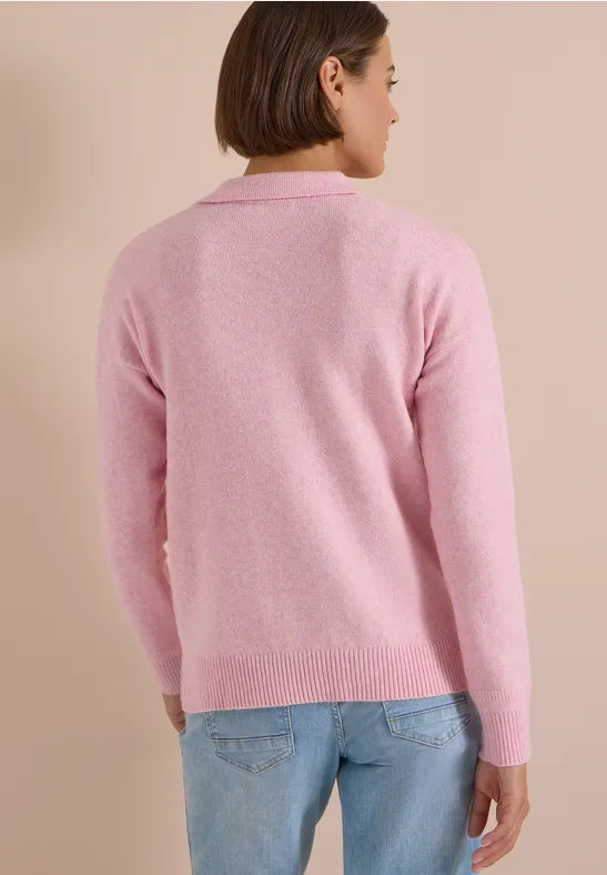 Cecil Cotton blend Long Sleeve Jumper with collar 304069