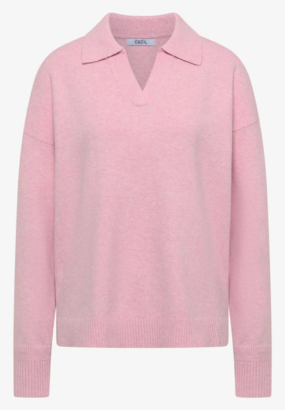 Cecil Cotton blend Long Sleeve Jumper with collar 304069