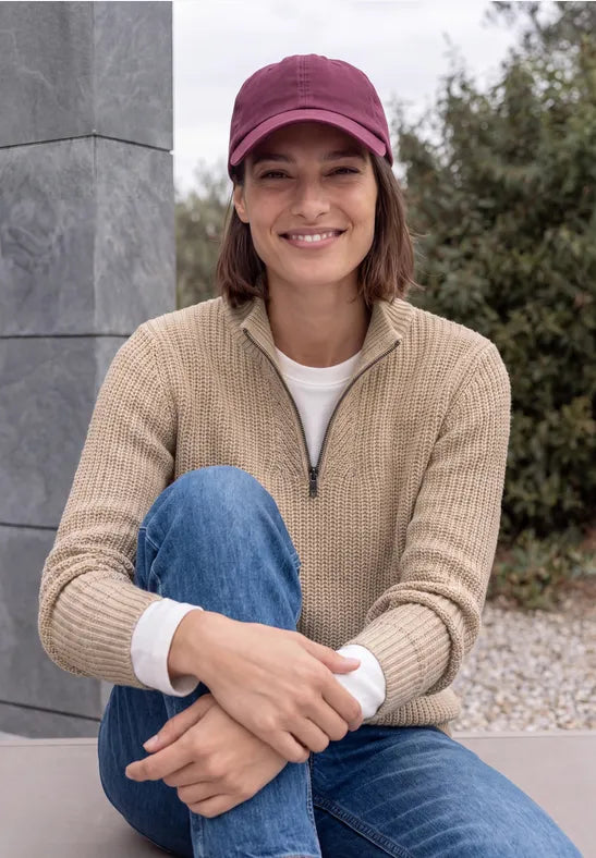 Cecil Chunky Knit Half-Zip Jumper in pink or Mocha  304167
