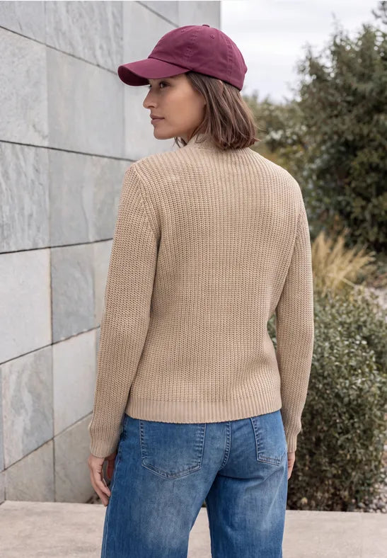 Cecil Chunky Knit Half-Zip Jumper in pink or Mocha  304167
