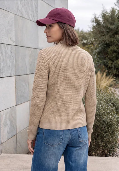 Cecil Chunky Knit Half-Zip Jumper in pink or Mocha  304167