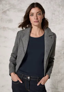 Cecil Cotton Round Neck Short Sleeve T Shirt in Navy or Slate Khaki 317515 Lena