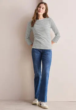 Cecil pure Cotton Stripe T Shirt Navy and White 319900