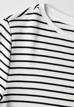 Cecil pure Cotton Stripe T Shirt Navy and White 319900