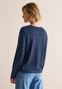 Cecil Cotton long sleeve top navy print 322604