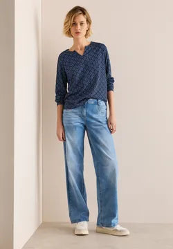 Cecil Cotton long sleeve top navy print 322604
