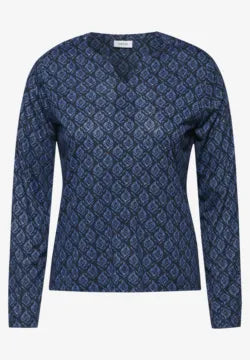 Cecil Cotton long sleeve top navy print 322604