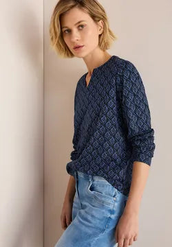 Cecil Cotton long sleeve top navy print 322604