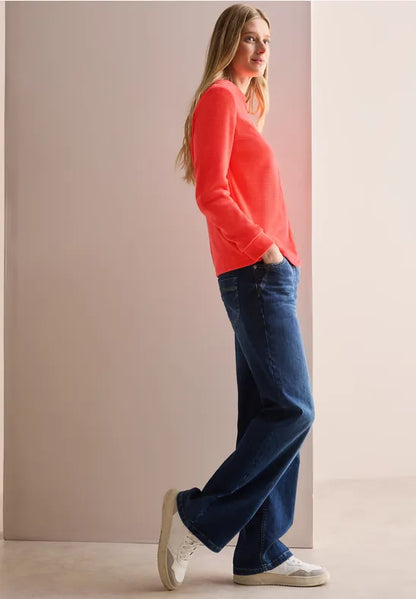 Cecil Supersoft Corduroy Sweatshirt in Juicy Orange 322613