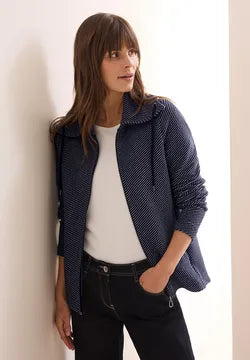 Cecil Full zip Cotton Mix sweat jacket in navy 322625
