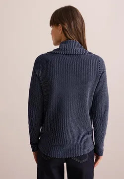 Cecil Full zip Cotton Mix sweat jacket in navy 322625