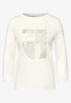 Cecil cotton top with Shimmer in neutral tones 322764