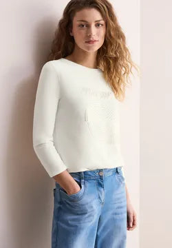 Cecil cotton top with Shimmer in neutral tones 322764