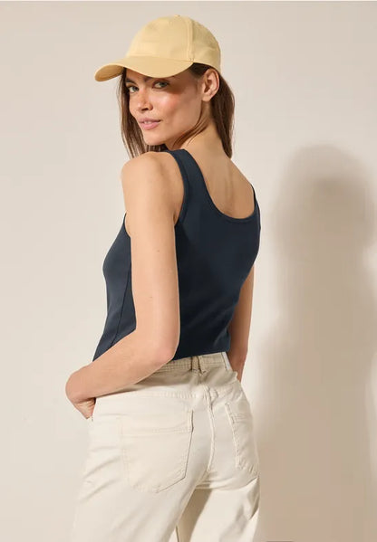 Cecil Pure cotton Tank Top in White Or Navy 322820