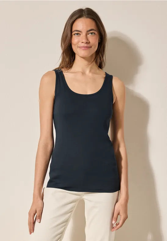 Cecil Pure cotton Tank Top in White Or Navy 322820