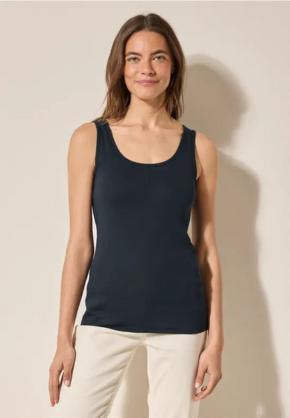 Cecil Pure cotton Tank Top in White Or Navy 322820