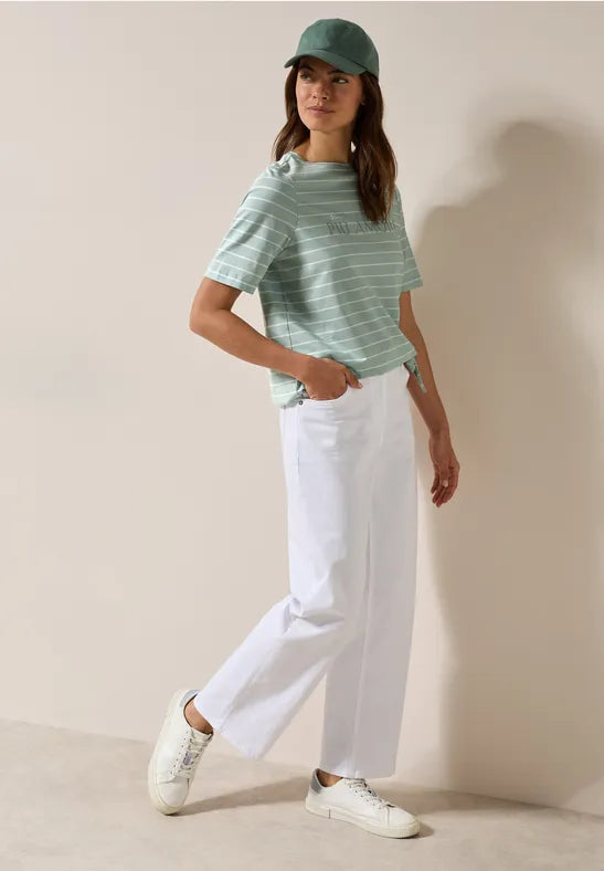 Cecil Stripe cotton  T Shirt with tie waist detail 322945