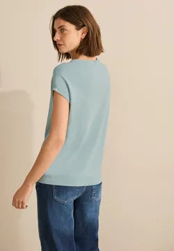 Cecil Cotton T Shirt with Glitter Beaded motif  322952 Salvia Green