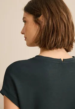 Cecil cotton t shirt with Glitter bead motif 322952 Khaki