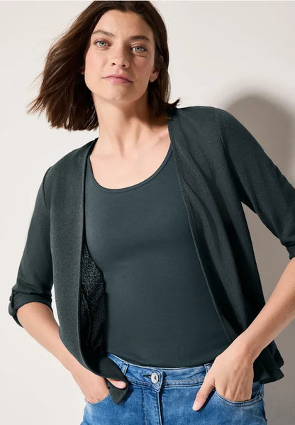 Cecil Short open cardigan in Khaki or NAvy 323110