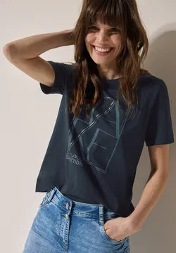 Cecil cotton  Logo T Shirt in Navy or Anemone Pink  323125