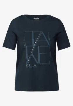 Cecil cotton  Logo T Shirt in Navy or Anemone Pink  323125