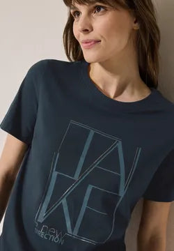 Cecil cotton  Logo T Shirt in Navy or Anemone Pink  323125