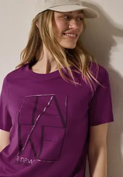 Cecil cotton  Logo T Shirt in Navy or Anemone Pink  323125