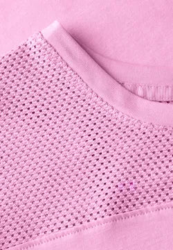 Cecil Cotton Mesh Top T Shirt with Drawstring waist  in Pink