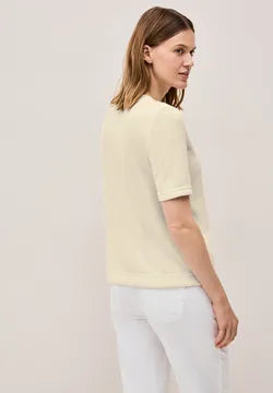 Cecil Knit Look Glitter T shirt in Soft Beige 323722