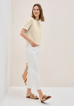 Cecil Knit Look Glitter T shirt in Soft Beige 323722
