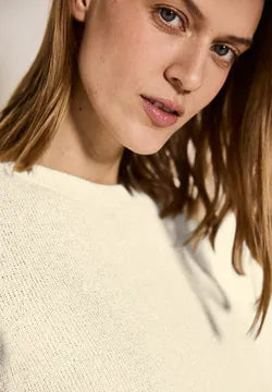 Cecil Knit Look Glitter T shirt in Soft Beige 323722