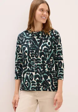 Cecil Cotton Blend Printed hoody in green  323866