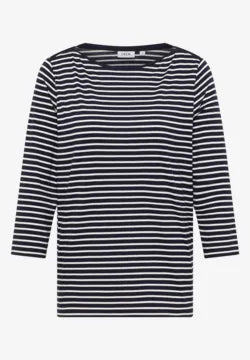 Cecil 3/4 sleeve cotton blend Top. Navy or Cocoa 323885