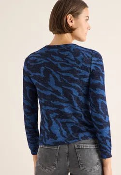 Cecil cozy feel animal print top. Navy Or Caramel 324049
